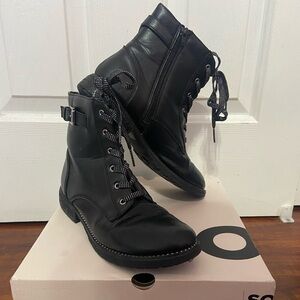 womens black glitter combat boots